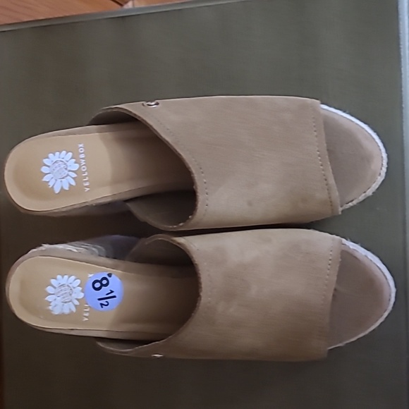 Yellow Box Ambur, slide-on, open-toe platform, espedrills size 8.5, tan brown - Picture 6 of 9